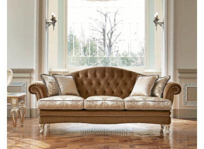 Trīsvietīgā dīvāna 3-vietīgais česters Sofas auduma luksusa brūns baroks