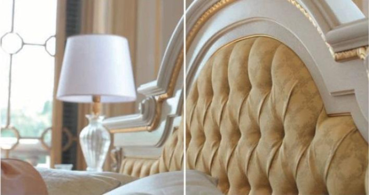 Gultas Dubultgulta Chesterfield Luksusa audums Guļamistaba Beža krāsa Gultas
