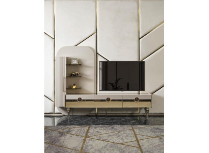 Luksusa dzīvojamā siena Itāļu stilā TV statīvs Sideboard Pelēks Dzīvojamā istaba