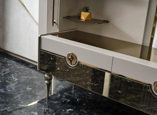 Luksusa dzīvojamā siena Itāļu stilā TV statīvs Sideboard Pelēks Dzīvojamā istaba