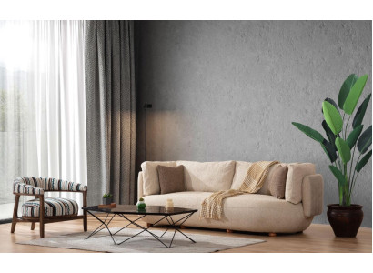 Elegants dzīvojamā istabas dīvāns Komplekts Moderns beige trīsvietīgs krēsls 2 daļas