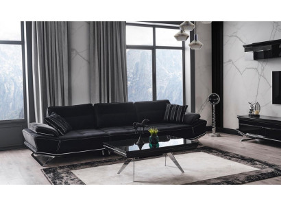Modernā melnā krāsā 3-vietīgā mīkstā sofa ērtums un stils vienā komplektā