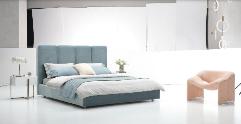 Dizainera gulta Zils 180x200 guļamistabas gulta tekstils viesnīcas luksusa apšuvums.