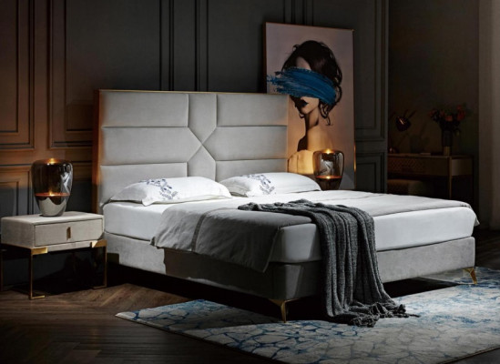 Divvietīgs gulta Krēsls Ģimenes gulta Dizains Luksuss Opaļi Polsterbett Dizaina gulta Tekstila gultas