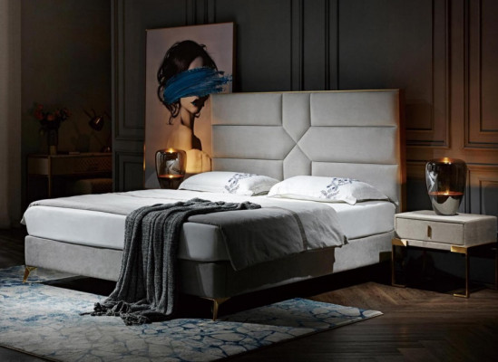 Divvietīgs gulta Krēsls Ģimenes gulta Dizains Luksuss Opaļi Polsterbett Dizaina gulta Tekstila gultas