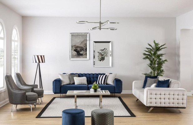 Luksusa dzīvojamā istaba Dīvāns 2 sēdvietas Divvietīgs Balts Dīvāns Šesterfīlda Dīvāni Jauns