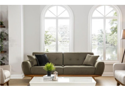 Luksusa trīsvietīgā klasiskā dīvāna ādas mēbeles brūnā krāsā 3-vietīgi dīvāni mēbeļu stilā