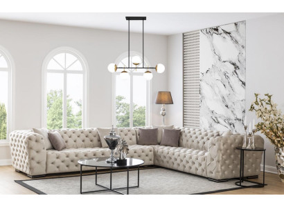 Chesterfield Polstermēbeļu stūra dīvāns Dīvāns Stūra dīvāna komplekts Polster Luxus Stūra dīvāns Jauns