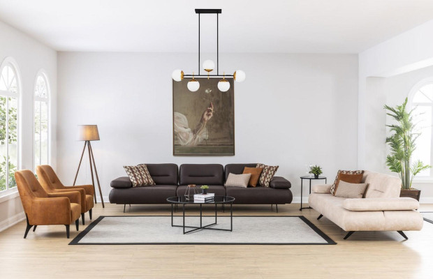 Dīvāns 2-vietīgs polsterēts dīvāns bēša krāsā tekstila āda Moderns dizains Dīvāni Luxurious