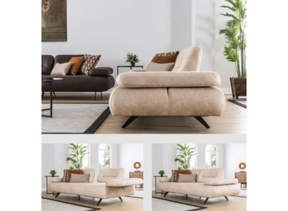 Dīvāns 2-vietīgs polsterēts dīvāns bēša krāsā tekstila āda Moderns dizains Dīvāni Luxurious