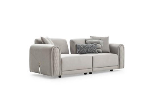 Sofas šķirnes 3+3+1 sēdvietu komplekts dizaina dīvānos ar auduma apdari un ādas dīvānu.