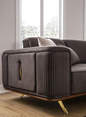 Sofas 4-vietīgs audums, liela mēbeļu mūsdienīga jaunā auduma dīvāns no poliestera Wohnzimmer.