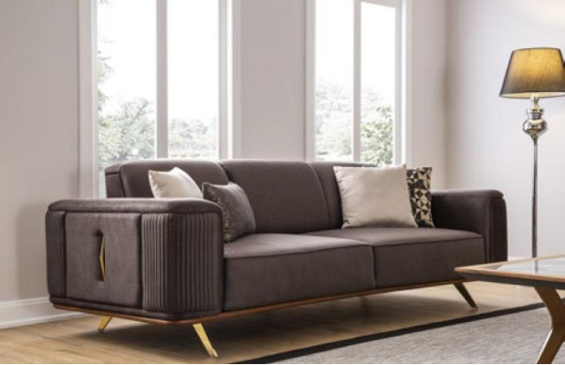 Sofas 4-vietīgs audums, liela mēbeļu mūsdienīga jaunā auduma dīvāns no poliestera Wohnzimmer.