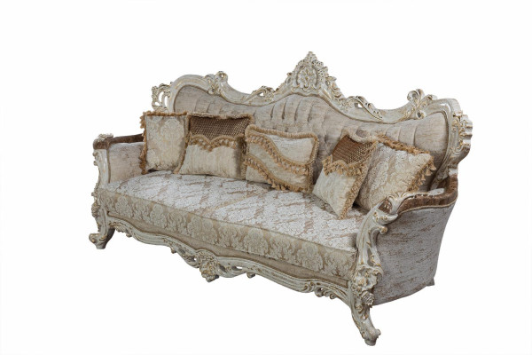 Chesterfield Baroka trīsvietīga dīvāna mēbele Auduma Zelta dīvāns