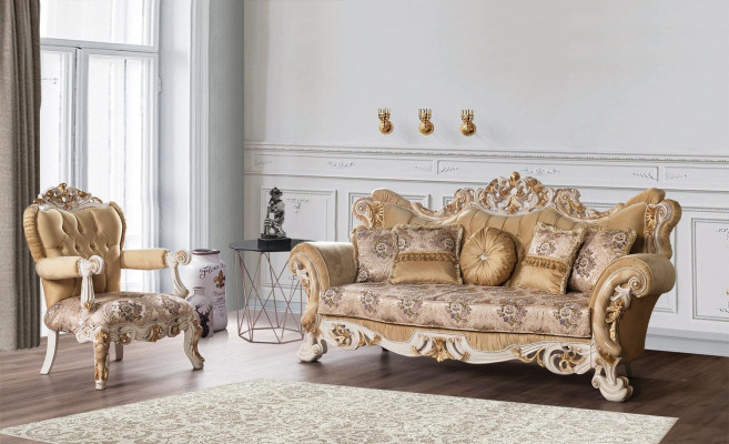 Dzīvojamā istaba Luksusa Dīvāns Beža Dīvānkopā Sofas Krēsli 3+1 Sēdēt Stoff Dizains