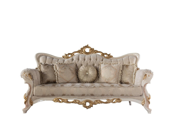 Chesterfield Barokas Dīvāns Mēbeles Dīvāns audums Zelts Trīsvietīgs