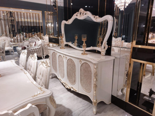 Luksusa mēbeļu dzīvojamā istaba sānu skapis ar spoguļu dizaina konsoli no koka