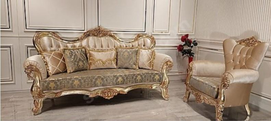 Chesterfield baroka trīsvietu dīvāns mēbeles dīvāns audums zelts dīvāns