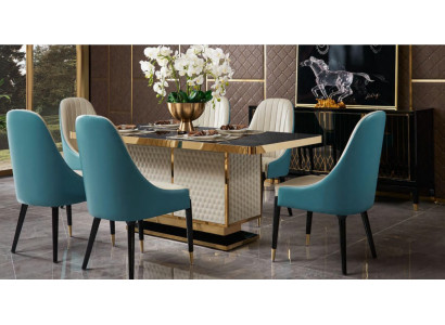 Dizainera koka ēdamistabas dzīvojamās istabas komplekts ar galdu 4 krēsliem komplektā.
