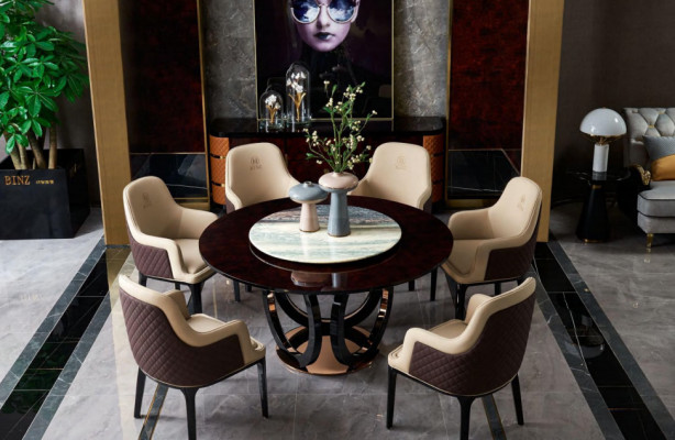 Dizains Rundēt istabas krēsla komplekts Metāla galds Krēsli 4x krēsli + galds