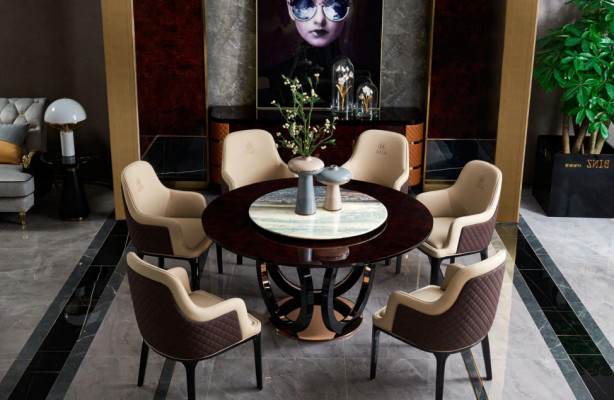 Dizains Rundēt istabas krēsla komplekts Metāla galds Krēsli 4x krēsli + galds