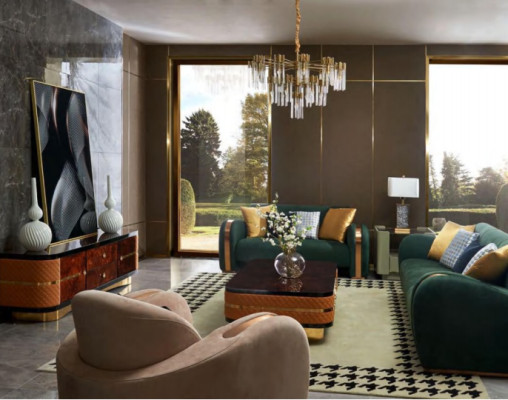 Luksusa kanapes komplekts 4 gab. komplekts Dīvāns Ādas dīvāns Polster Chesterfield Couch Sofas