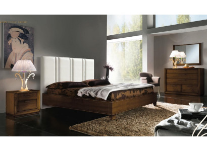 Schlafzimmer Gulta Nakts galds Komoda Spogulis Divvietīga mīksta gulta Lux 5 gab.