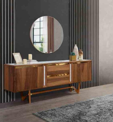 Sideboard komodenu komplekts Itālijas mēbeles 2 gab. skapis koka komode ar spoguli