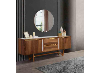 Sideboard komodenu komplekts Itālijas mēbeles 2 gab. skapis koka komode ar spoguli