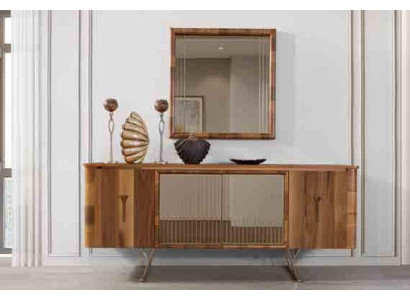 Sideboards koka skapis mēbeles komodes brūns jauns Sideboard ar spoguli priekšgalds