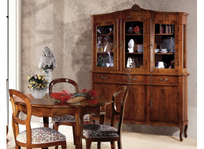 Izdruka Iekārta Vitrīna Sideboard Stikla skapis Skapis Koks Masīvā mēbele Itālija Stikls