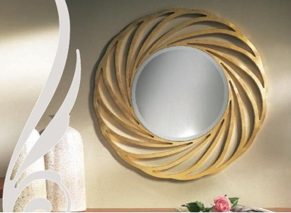 Apgriezts spogulis Karstuma spogulis koksne Moderns sienas spogulis Mēbeles dizains 90x90