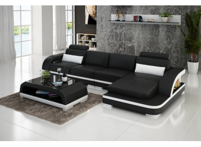 Ādas dīvāns L-formas stūra dīvāns dzīvojamās zonas dīvāns dekora komplekts dizains moderns