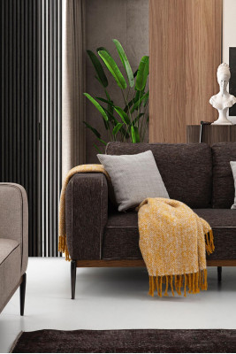 Sofa komplekts ar 2 sēdvietām, dīvāns, krēsls, moderns komplekts bēšā krāsā.
