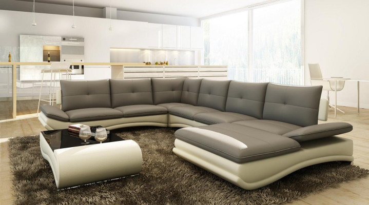 Ādas dīvāns XXL U formas dzīvojamā istaba Dīvāns Sofa Big Leather Sofa Sofas