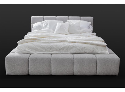 Gulta pelēka divguļamais guļamistaba luksusa dizains eleganta polsterējuma audums jauns