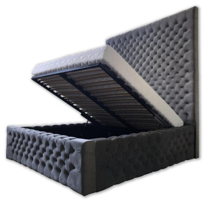 Dizainera modernā Chesterfield gulta modernā luksusa stilā ar augstu galvu.