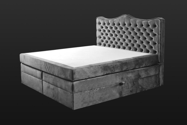 Gulta rāmis pelēks chesterfield guļamistabas dizains elegants audums klasiskas mēbeles