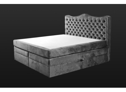 Gulta rāmis pelēks chesterfield guļamistabas dizains elegants audums klasiskas mēbeles