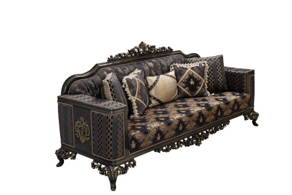 Chesterfield 3-vietu dizainera dīvāns Luxus Polster Sofas Couchen Stoff Textil Neu.