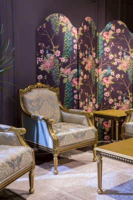 Krēsls vienvietīgs luksus 1 sēdvietas atpūtas krēsls dizainera tekstila audums Art déco