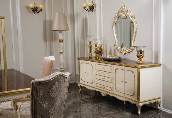 Itāļu mēbeles komoda zelta baroka rococo sānu skapis kommodes koks.