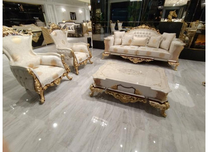 Sofas komplekts 3+1 vietas, auduma, koka, luksusa dīvāns jauns