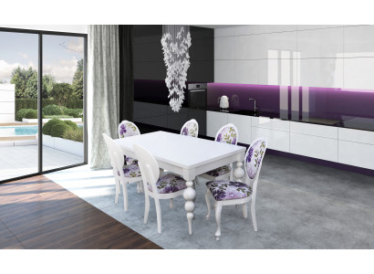 Dizainera galds ar 6 krēsliem Krēsla komplekts Koka galda ēdamistabas komplekts