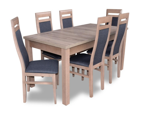 Četrstūrveida ēdamistabas galds ar 6 krēsliem, koka galdi, ēdamistabas komplekts ar 7 gabaliem.