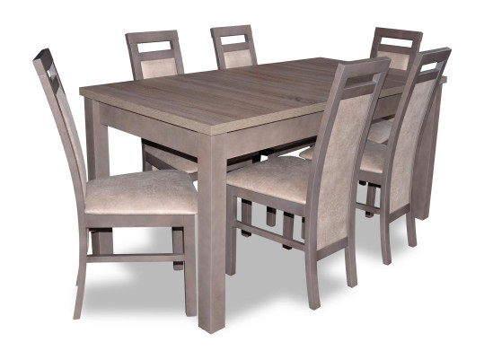 Dārgakmeņu koka galdi komplekts 7 gab. Dzīvojamā istaba ēdamistaba 6x krēsls krēsla sēdeklis