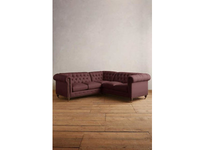 Chesterfield stūra dīvāns, dizainera polsterējuma stūra auduma dīvānu komplekts 1013-14