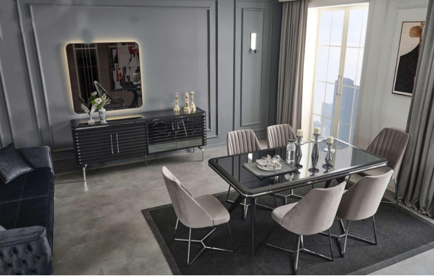 Pilnībā mēbeles virtuves dizainers sideboard luksusa ēdamgalds 4 krēsli