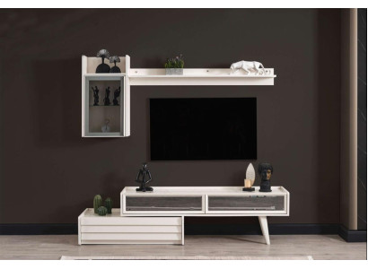 Balta koka dzīvojamā siena dizainera skapis luksusa plauktam elegants TV skapī.