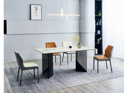 Mūsdienīgi ēdamistabas mēbeļu dizainera ēdamgrupa 4 polsterētas krēsli ēdamgalds.